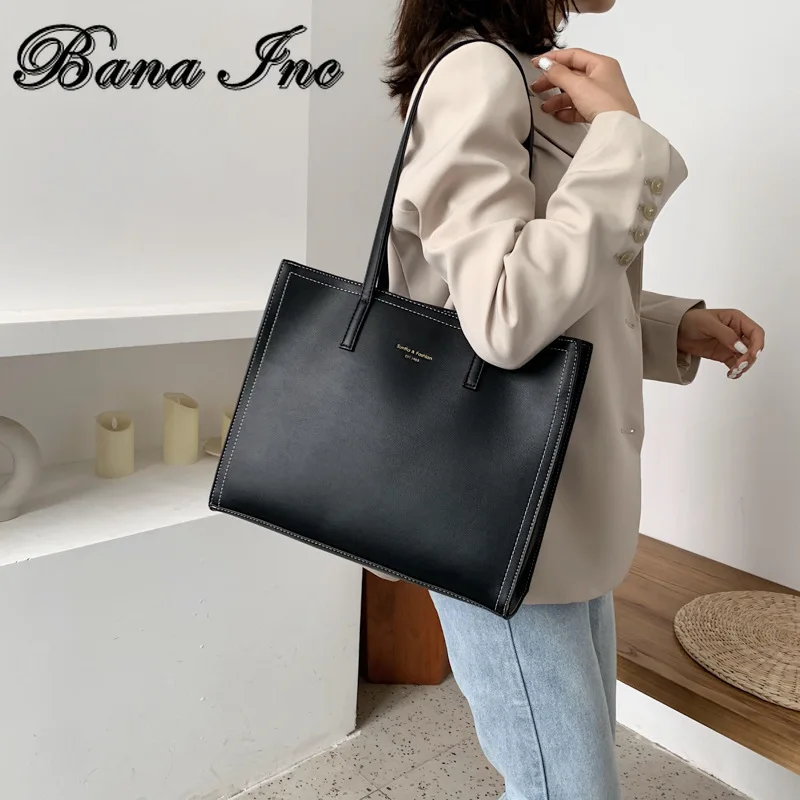 

Solid Color Shoulder Bag Women Hand Bag Ladies PU Leather Women's Office Big Tote Lady High Capacity Handbags And Purses