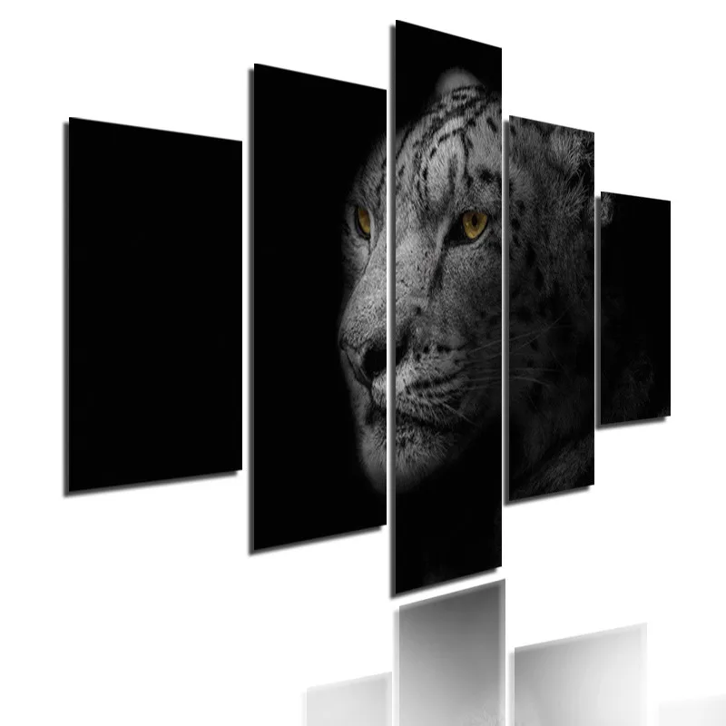 

5Pcs Poster Modern Style Animal Black and White Leopard Can Be Customized Frameless Style Home Wall Wall Decoration