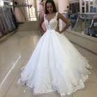 Великолепное свадебное платье с зубчатым вырезом изысканное кружевное свадебное платье с аппликацией сексуальное иллюзионное свадебное платье с пуговицами сзади