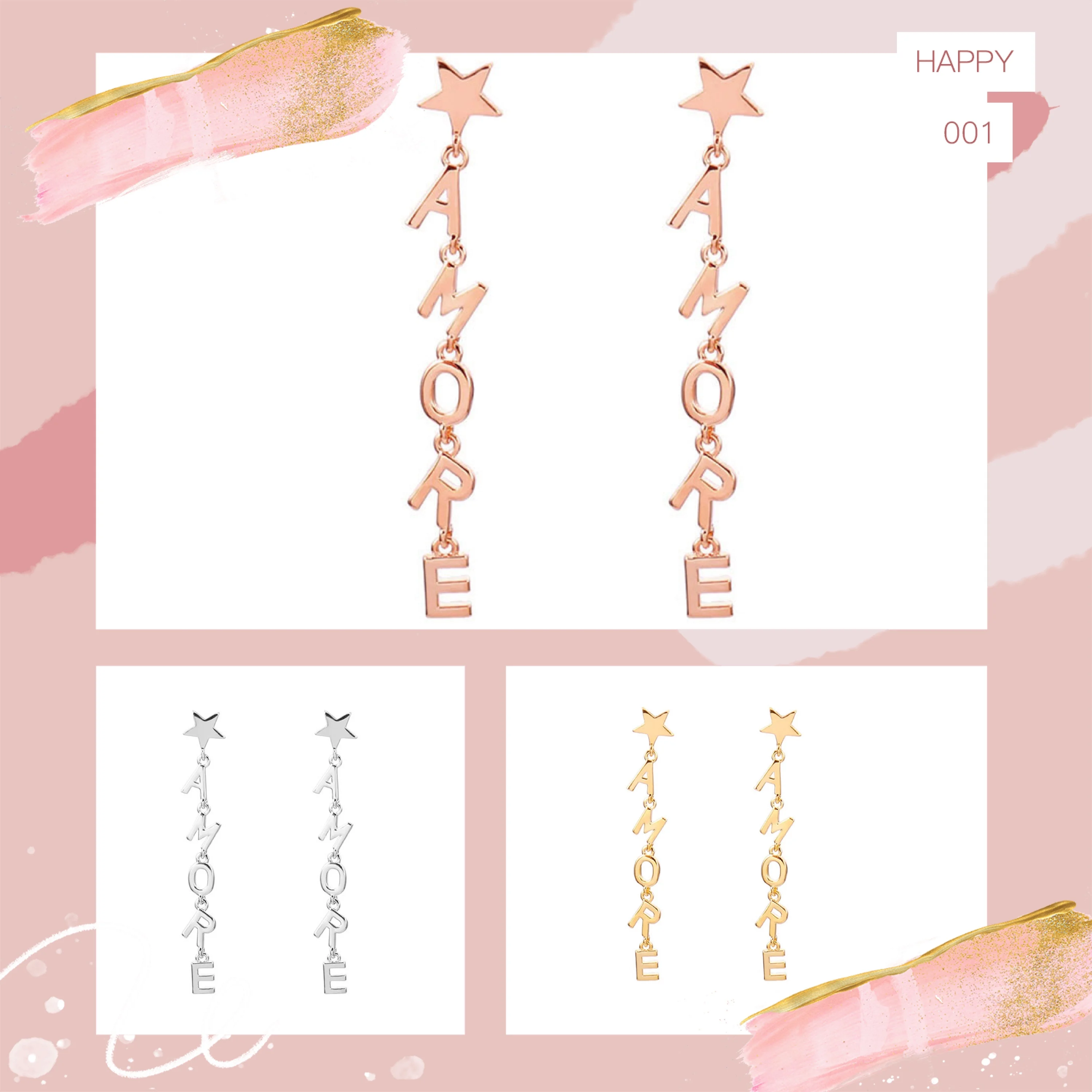 

New Design Gold CUTE AMORE ANGEL Long Tassels Drop Earrings for Women Letter Dangle Earrings Wedding Fashion Jewelry 2021 Trend