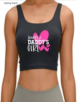 always a daddys girl inscription print crop top womens sexy slim fit sports tank top