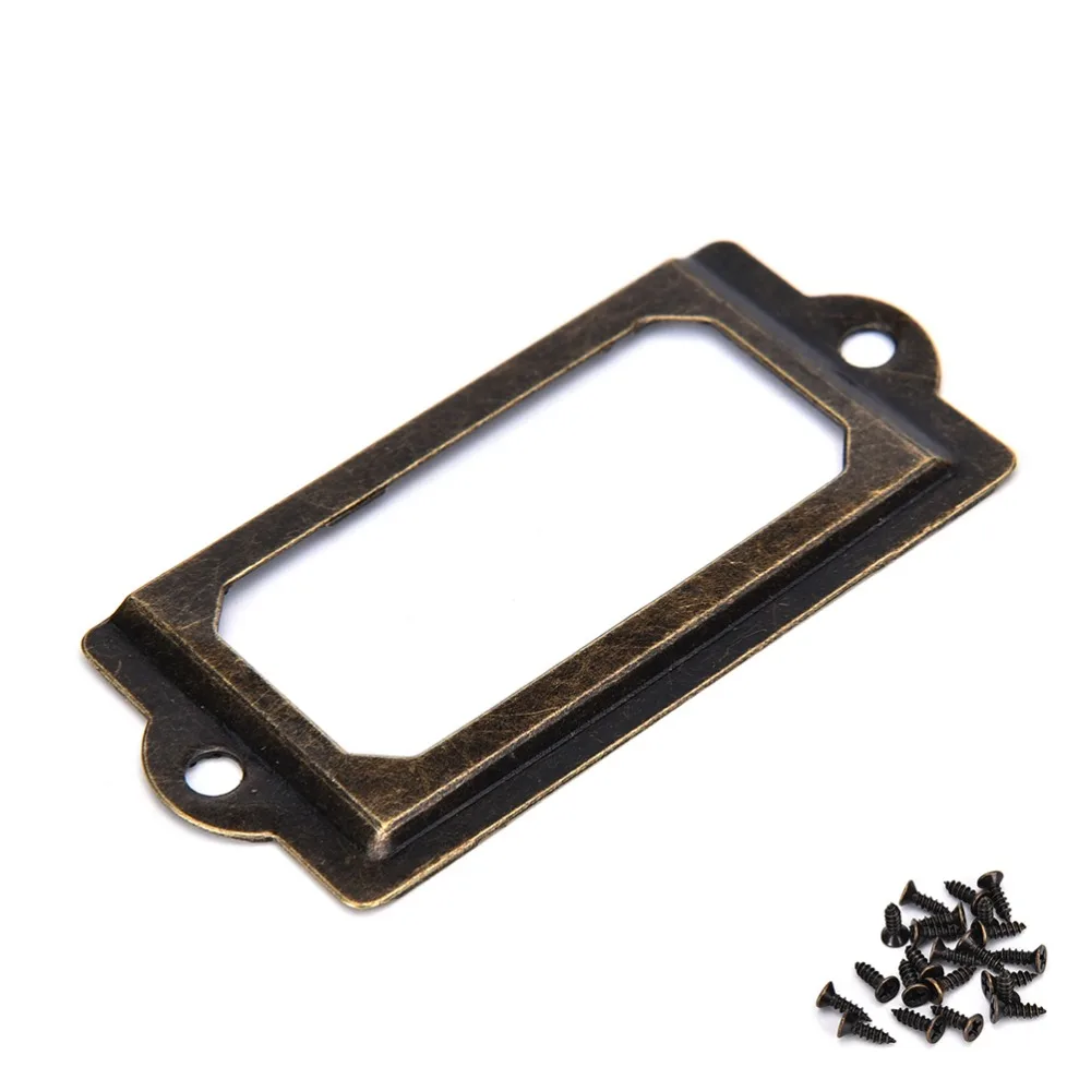 ZLinKJ 12 шт./лот металлическая ручка файл античный медный ярлык Потяните рамку имя