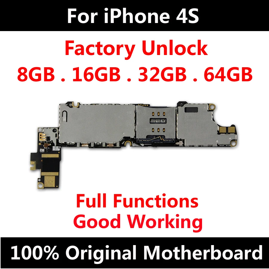 Оригинальная материнская плата для iPhone 4S бесплатная iCloud iphone 4s логическая
