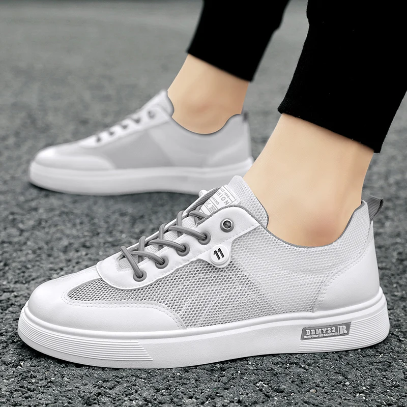 

New White Shoes Men's Net Shoes Summer Fashion Breathable Mesh Shoes Mesh Shoes Casual Flat Shoes