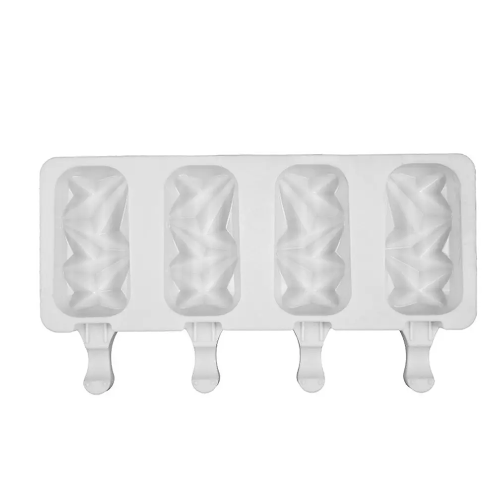 

4 Cavity Diamond Ice Cream Mold Popsicle Silicone Molds DIY Homemade Fruit Juice Dessert Ice Pop Lolly Tray Mould