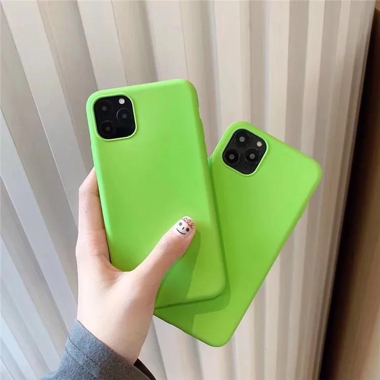 Classic Solid Color Case for Apple Phone 8 plus 7 iPhone Fresh Green Silicone Xs Max iphone 11 xs case girls | Мобильные телефоны и