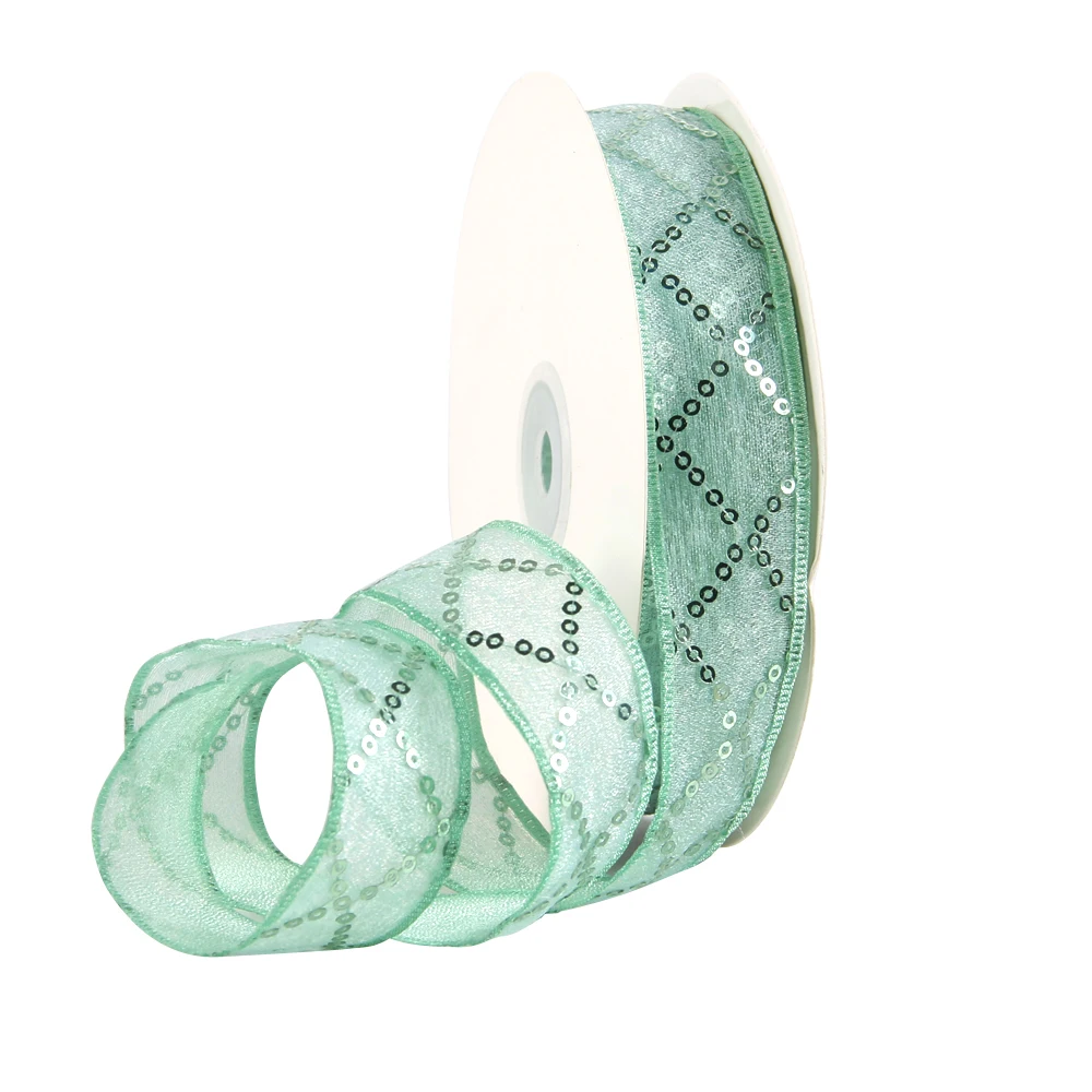 David accessories 48364(42 мм) и 59383(25 мм) газовая лента из органзы с блестками 25 ярдов, материалы ручной работы, 25Yc2546 - Цвет: 25mm