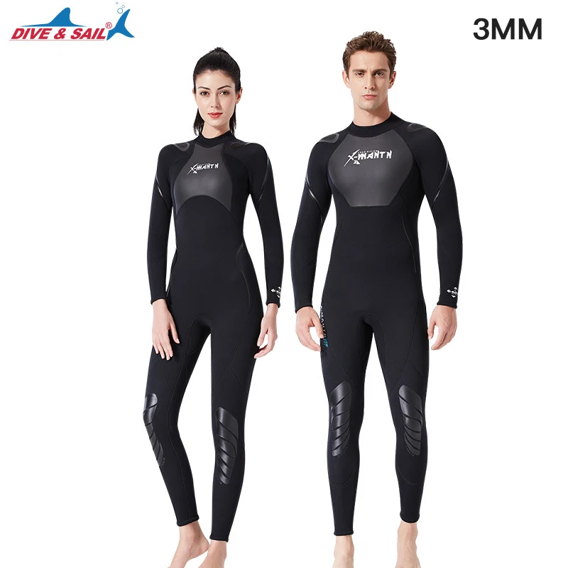 3mm diving wetsuit neoprene men and women one-piece warm surf free diving suit long-sleeved winter  Spearfishing snorkeling suit