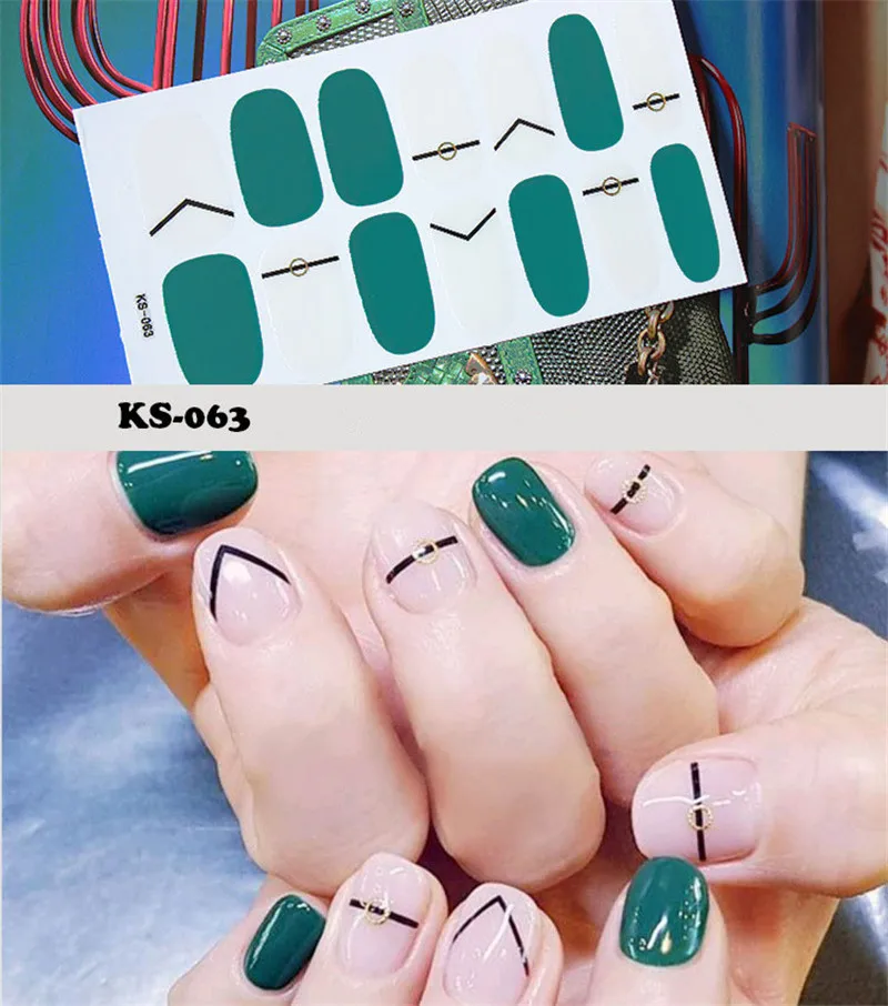 KS063 1 лист смешанный дизайн сердце Валентинка полное покрытие для ногтей виниловые наклейки для ногтей наклейки для украшения маникюра наклейки для ногтей - Цвет: KS063