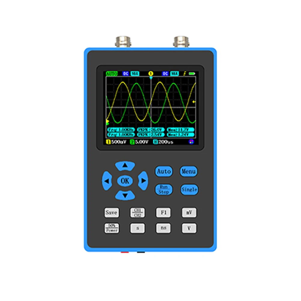 

Handheld Dual Channel Oscilloscope 2.8 Inch Display 10mV Minimum Vertical Sensitivity FFT Spectrum Analysis Three Trigger Modes