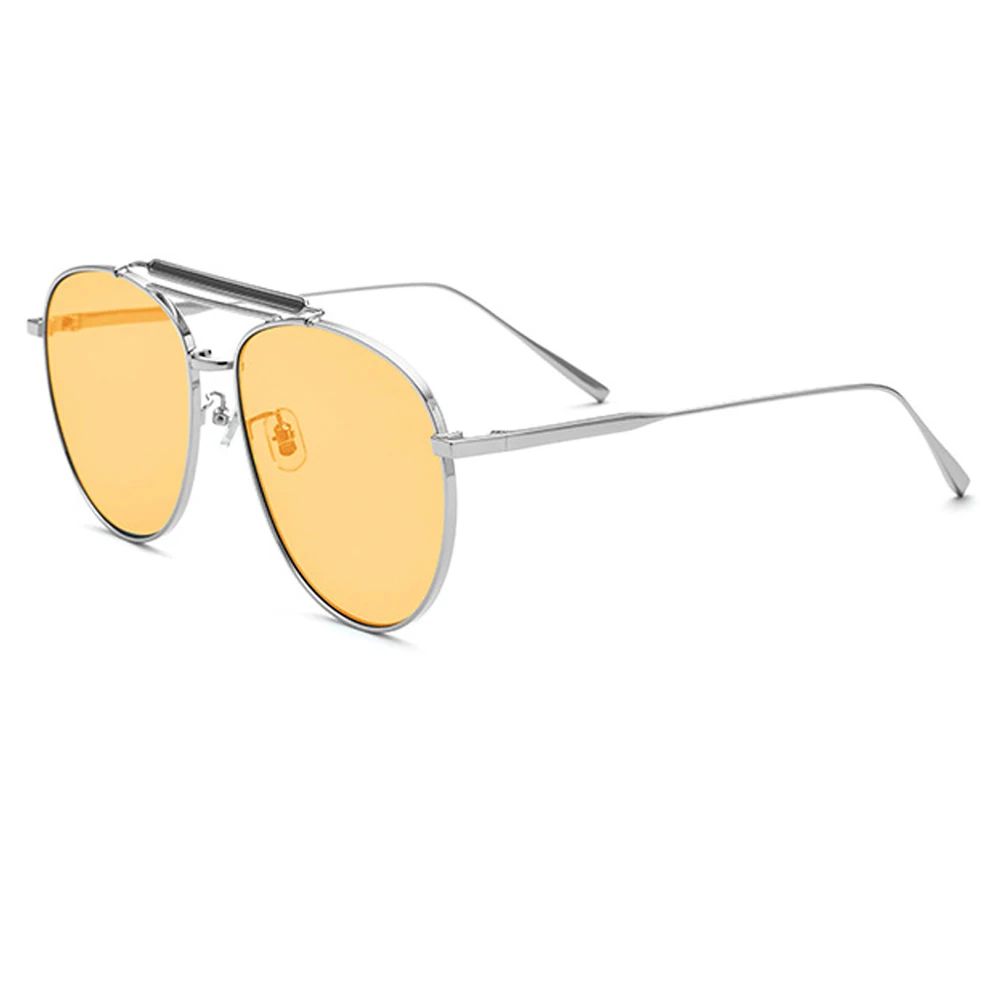 

Новинка 2021, женские солнцезащитные очки с желточными линзами, металлическая оправа, UV400, мужские солнцезащитные очки для вождения