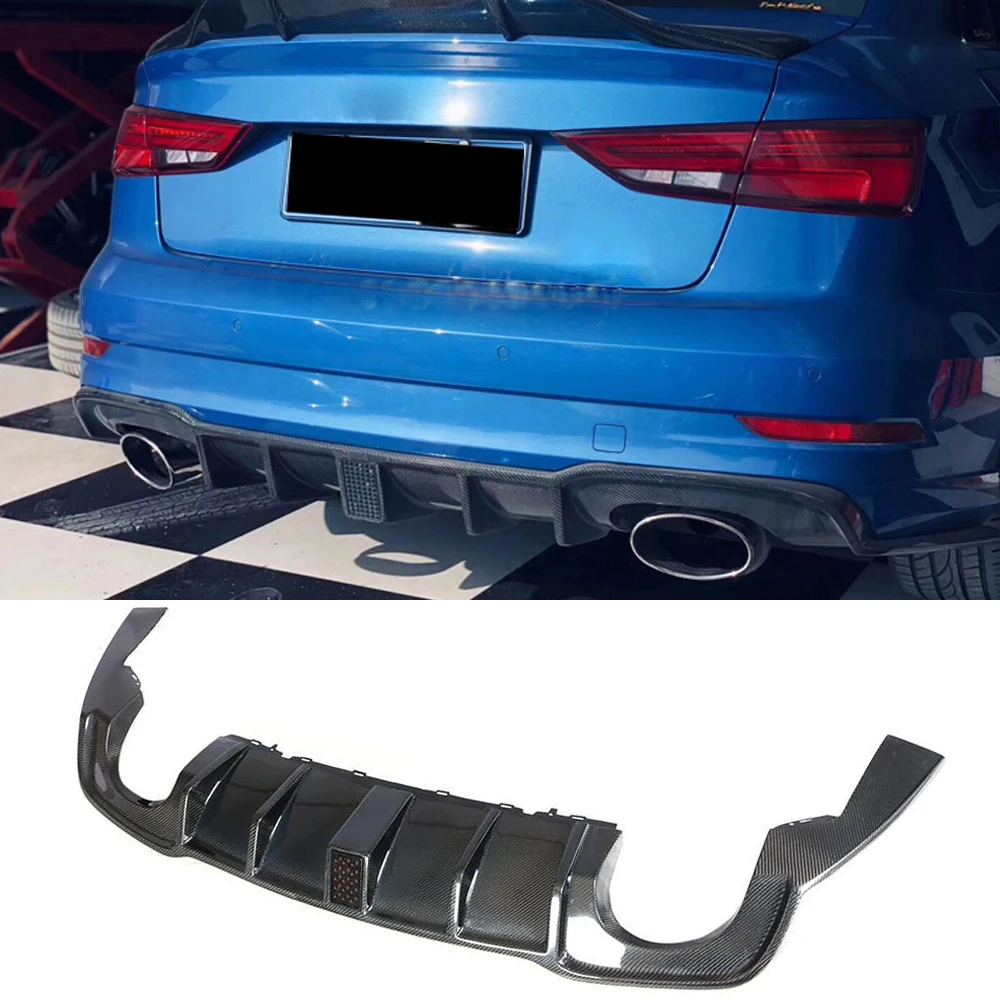 Rear Bumper Lip Spoiler For Audi RS3 Sedan 4-Door 2017 2018 Carbon Fiber Diffuser Guard | Автомобили и мотоциклы