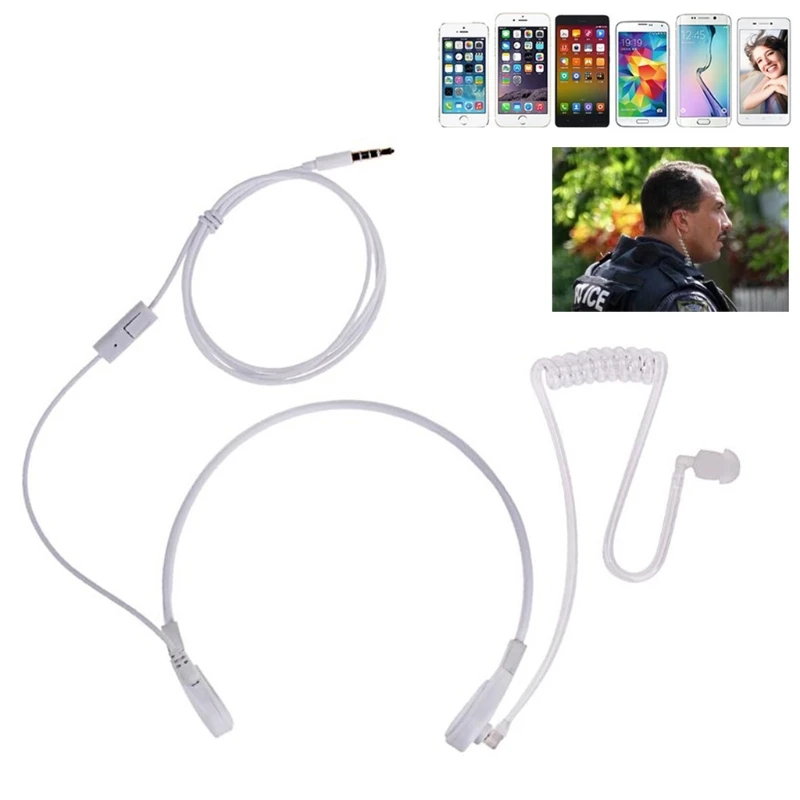 3 5 мм гарнитура с микрофоном под горло Скрытая Акустическая трубка FBI наушники