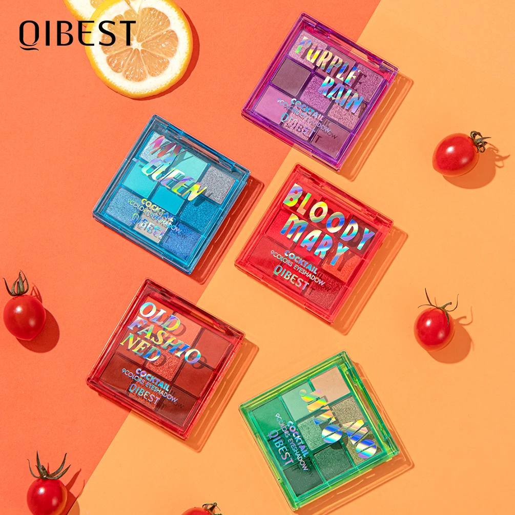 QIBEST 9 оттенков тени для век блестящая пудра макияжная палитра мерцающие