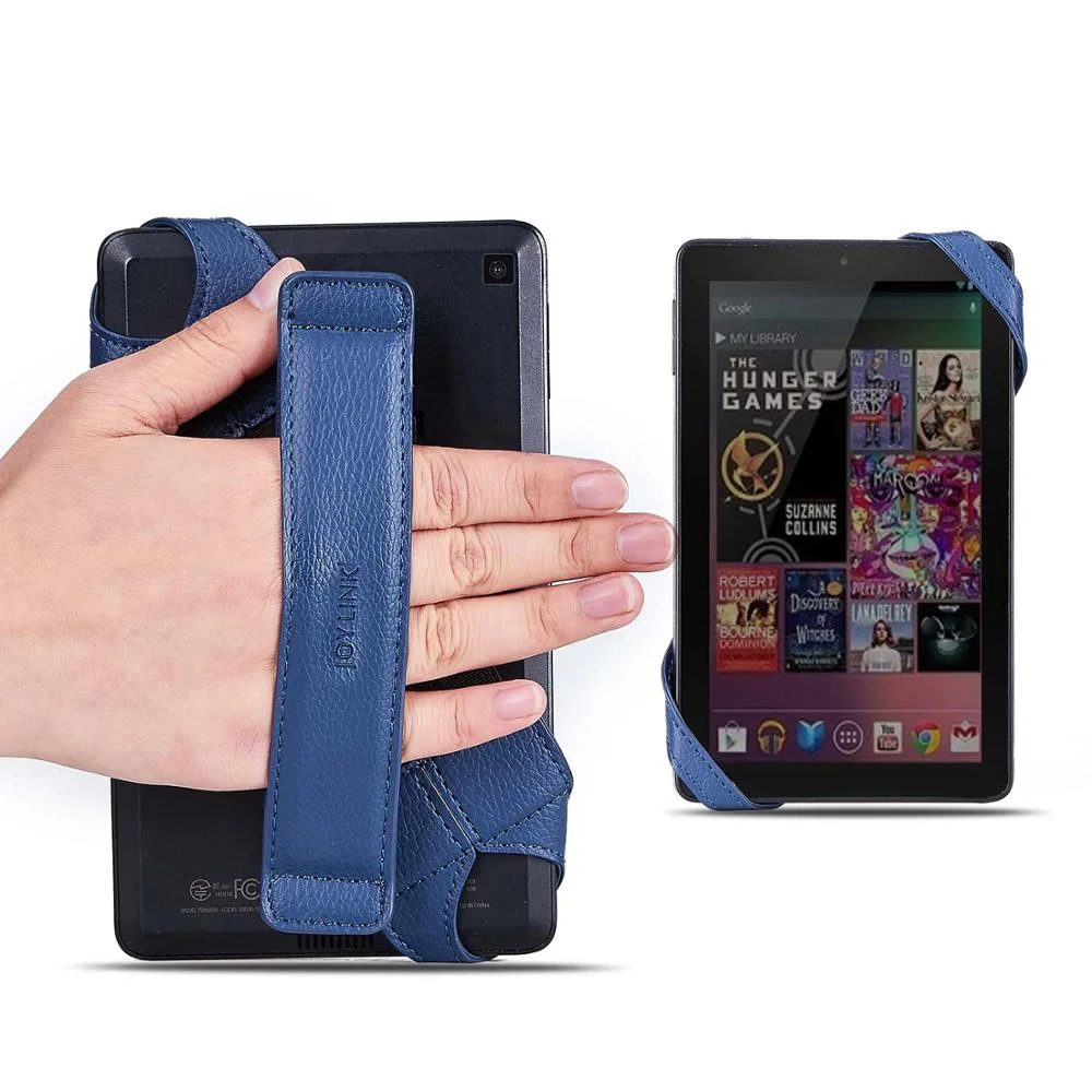 Blue JOYLINK универсальный планшет ручной ремешок держатель для Amazon Kindle Fire 6 7 inc 360 градусов поворотный кожаный ручка с эластичным поясом - Цвет: Blue