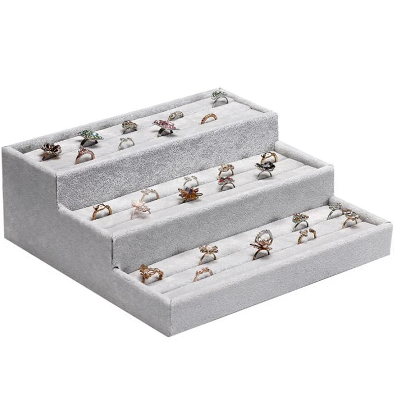 

Fashion Portable Velvet Jewelry Ring Jewelry Display Organizer Box Tray Holder Earring Jewelry Storage Case Showcase