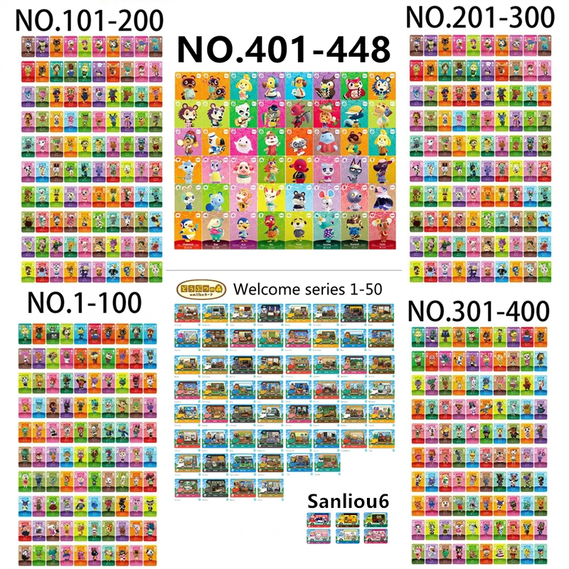 

Хорошая печать, 504 шт., серия 1 + 2 + 3 + 4 + 5 + Welcome50 + San6, карта кроксинга животных, мини-карты NFC, бирки Ntag215 ДЛЯ NS Switch ACNH