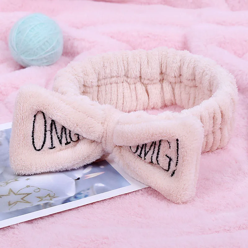 Новая буква "OMG" коралловый флис мягкий бант повязки для женщин девочек милый держатель волос повязки для волос аксессуары для волос