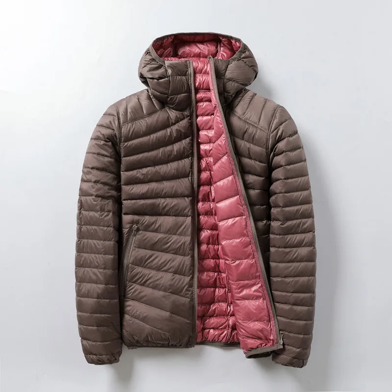 

Chaqueta de plumón para mujer, abrigo de doble cara, Parka acolchada cálida, con capucha ultraligera, para otoño e invierno 2021