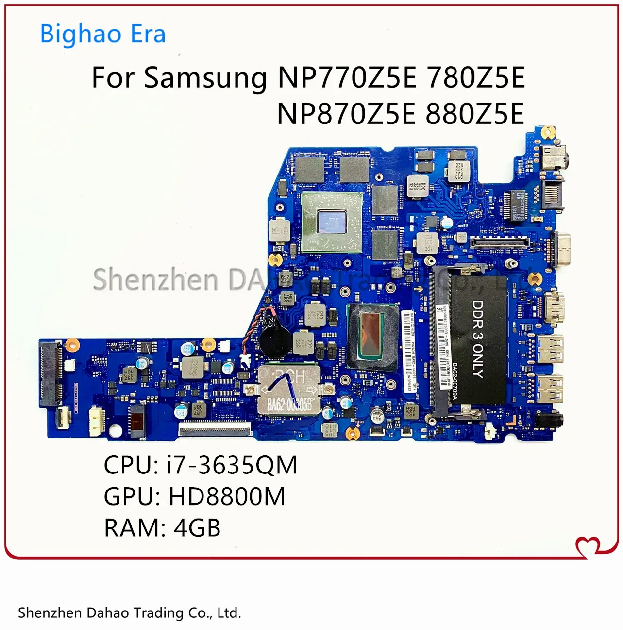 

Материнская плата для ноутбука Samsung NP780Z5E 770Z5E NP880Z5E 870Z5E со стандартным центральным процессором 4G-RAM HD8870M 2GB-GPU 100% протестирована