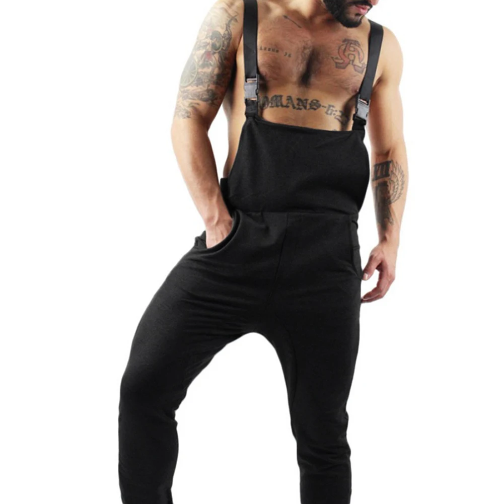 Комбинезон мужской с длинными брюками уличный Ромпер на подтяжках повседневный