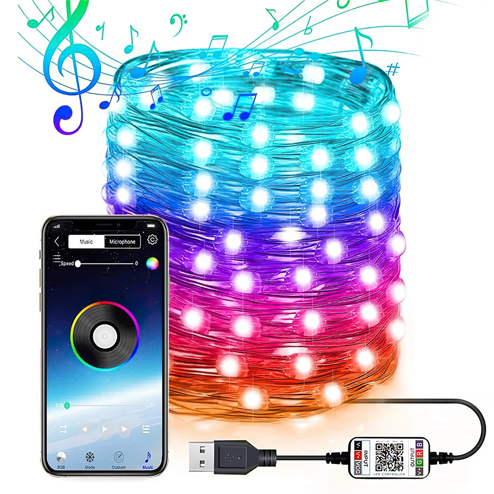 

USE String Lights APP Contorl Waterproof Safe To Touch Christmas Decor Halloween Decorations Patio Lights Christmas Decor