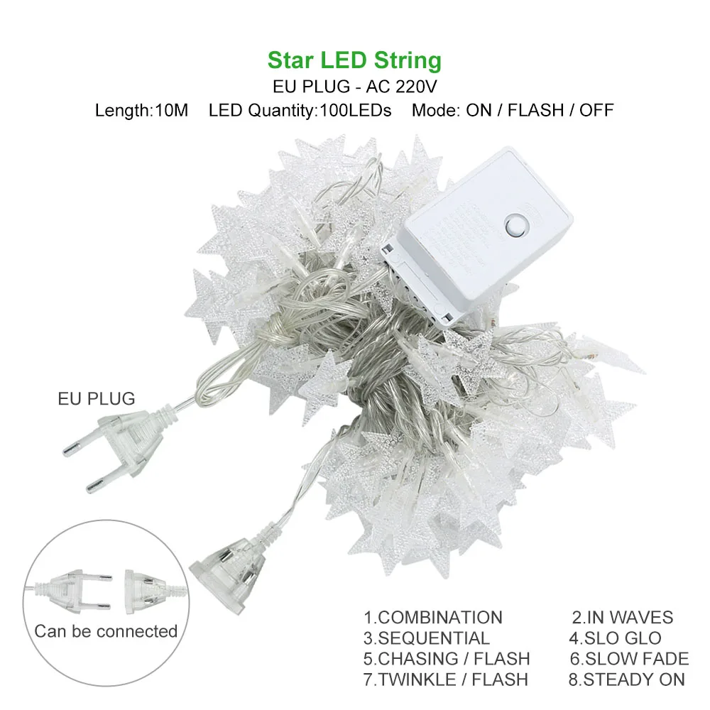 

1.5M 3M 6M LED string lights Star fairy lights garland for Wedding Party Holiday Home Lighting Decoration lamp