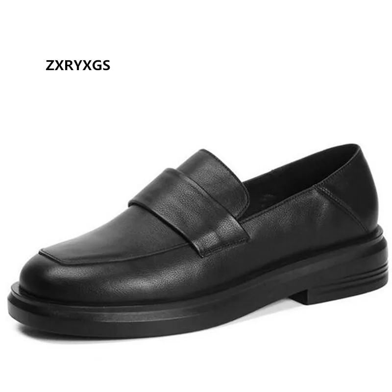 

Женские кожаные лоферы из 100% натуральной кожи, на толстой нескользящей подошве и высоком каблуке 3,5 см, Новинка осени 2020