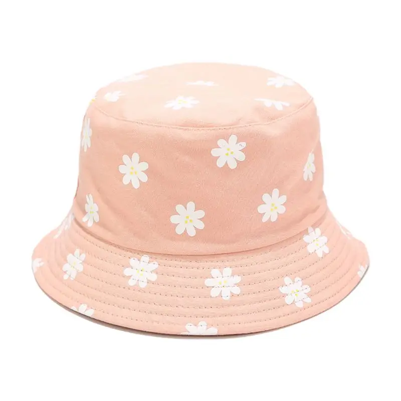 

Unisex Cotton Bucket Hat Small Daisy Flower Print Reversible Beach Fisherman Cap