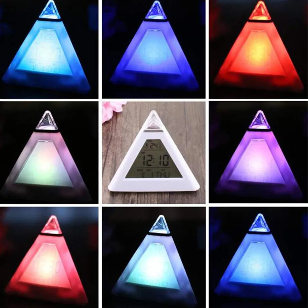 7 цветов красочные для дома ЖК дисплей часы будильник ночной Светильник