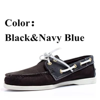 men genuine nubuck leather docksides boat shoesmen designer sneakers for hommme femme black navy blue hombre loafers y046