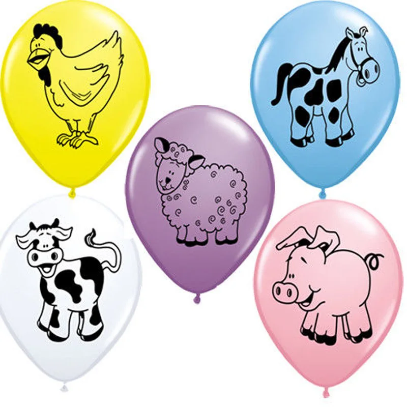 

15pcs/lot Woodland Animal balloons Monkey Elephant Lion Zebra Giffare Cow Pig Balloon Birthday Party Supplies
