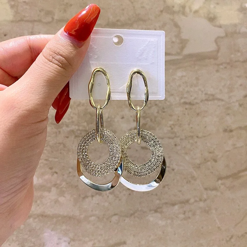 S925 Серебряные игольчатые преувеличенные модные серьги из настоящего золота с