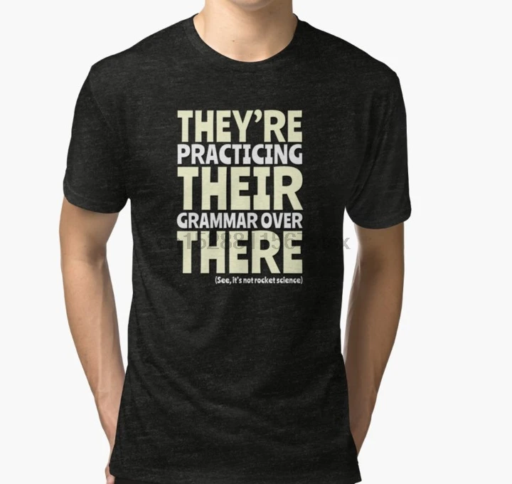 Мужская футболка Theyre There Bad Grammar забавная трехслойная с принтом футболки топы |