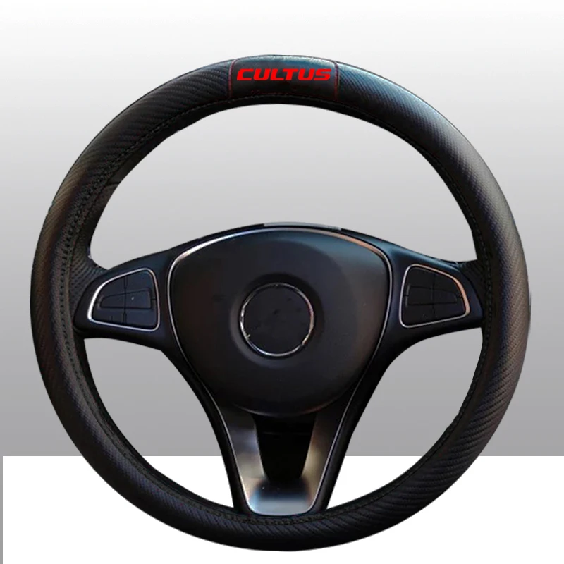 

For Suzuki Cultus Car Carbon Fiber Leather Steering Wheel Covers Cap Steering Wheel Cover Auto Car Interior Accessories