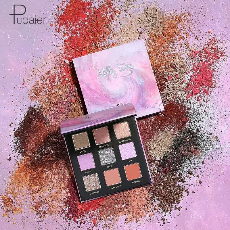 Pudaier 9 цветов матовые блестящие тени для век Pallete Sunset Polar Light Milky Way Serices