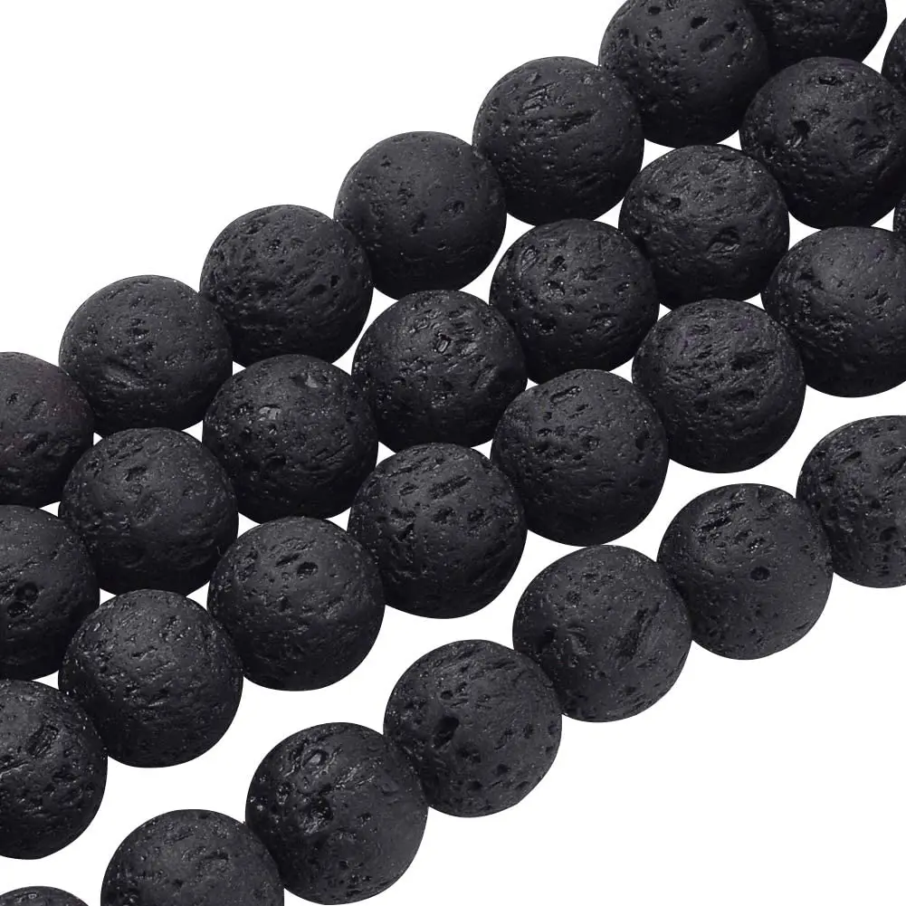 

470pcs 8mm Natural Lava Beads Undyed Black Chakra Bead Strand Round Gemstone Loose Beads Energy Healing Beads for Jewelry Making