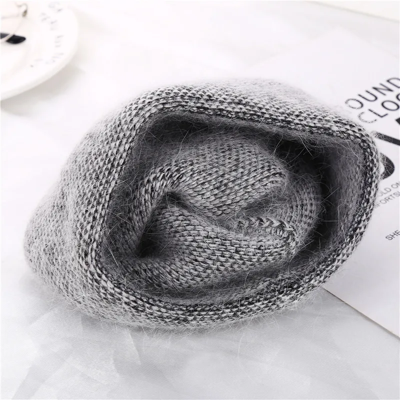 Новинка 2020 женская зимняя шапка вязаная из ангольского кроличьего меха шапки для