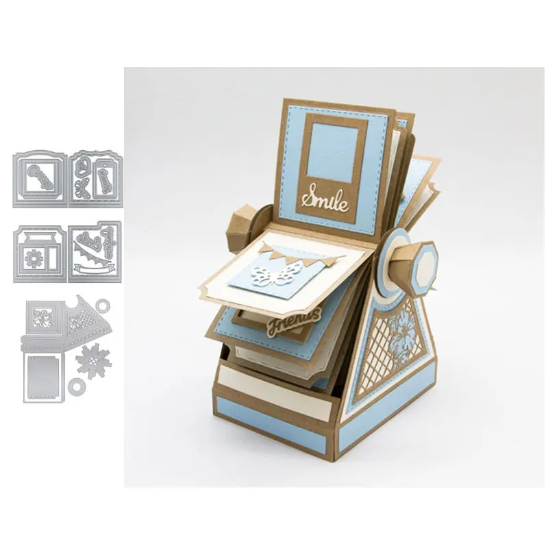 JC большой вращающийся ящик чехол металлические высечки Скрапбукинг рукоделие