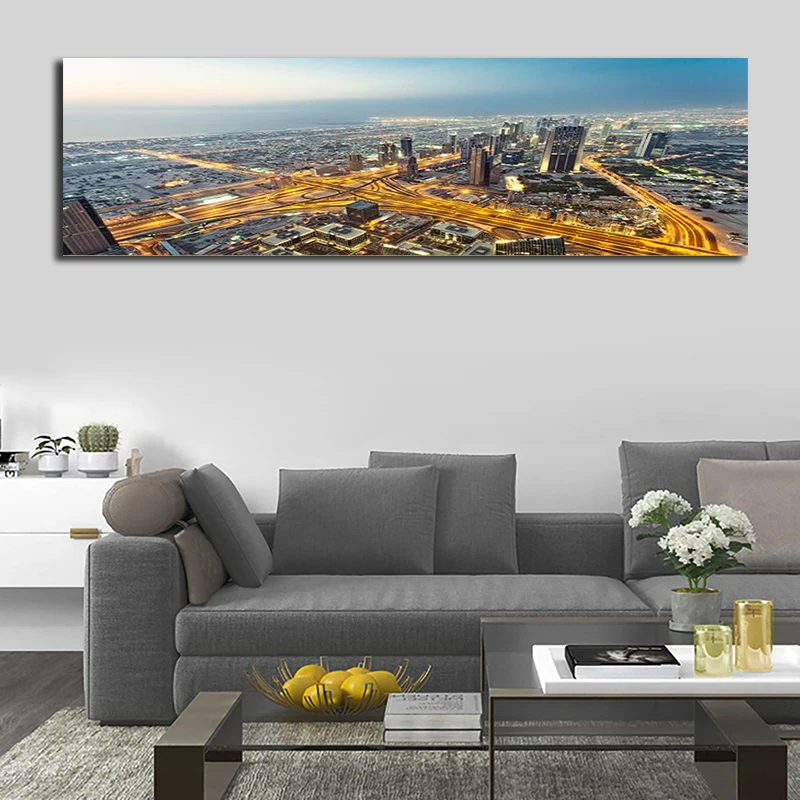 Night Cityscape Scenery Oil Painting Printed Modern Canvas Home Cuadros Wall Art Picture for Living Room Sofa Posters | Дом и сад