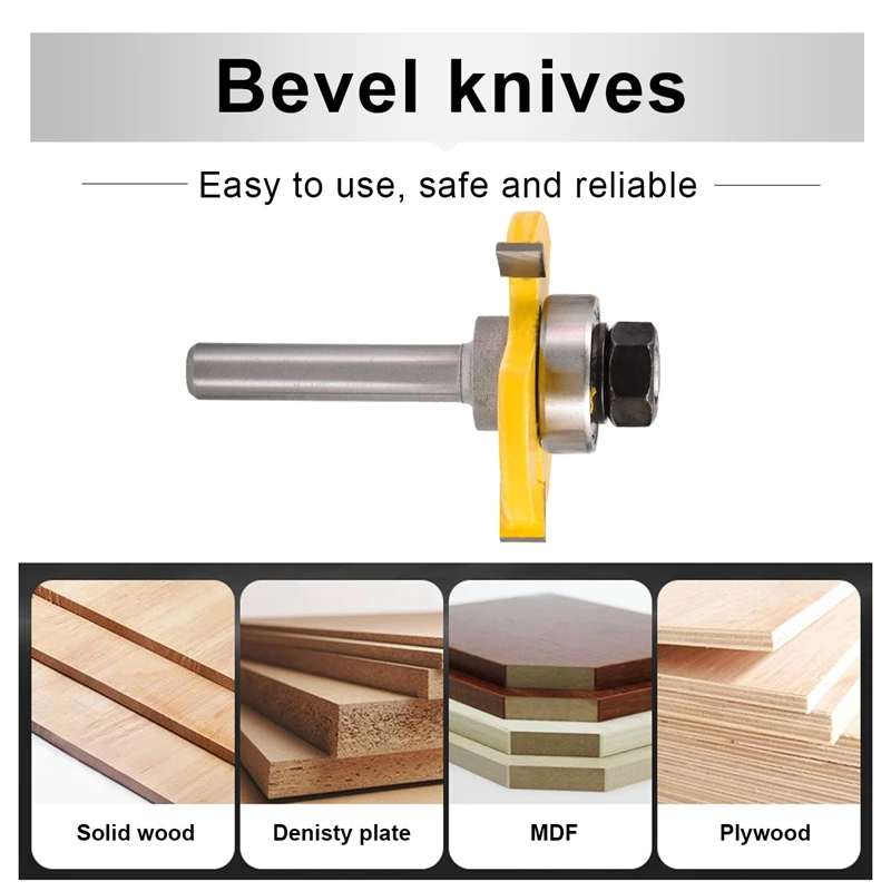 2 pc 8mm Shank Tongue & Groove Joint Assembly Router Bit Set Stock Wood Cutting Tool Milling Cutters 1/2'' Width Depth |