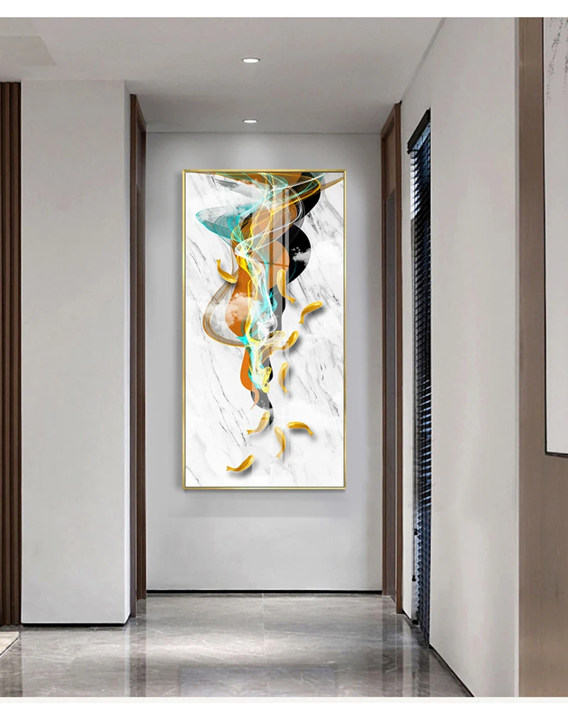 Абстрактная Золотая Рыба холст искусство Современная фотография для гостиной