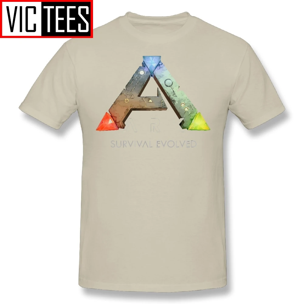 Мужские футболки Ark Survival Evolved Games, мужские хлопковые футболки, повседневные футболки с круглым воротником, черные - Цвет: Бежевый