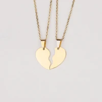broken heart stitching pendant necklace for women men mirror polish stainless steel heart diy custoimz bff couple necklaces