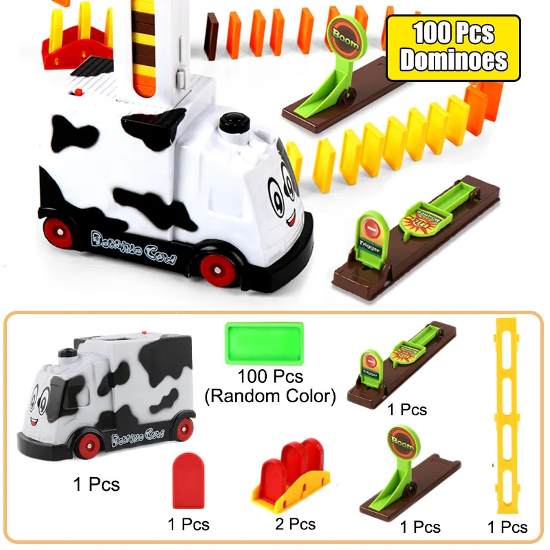Automatic Laying Domino Brick Kids Train Car Set Sound Light Colorful Dominoes Blocks Game Educational DIY Plastic Toy | Игрушки и хобби
