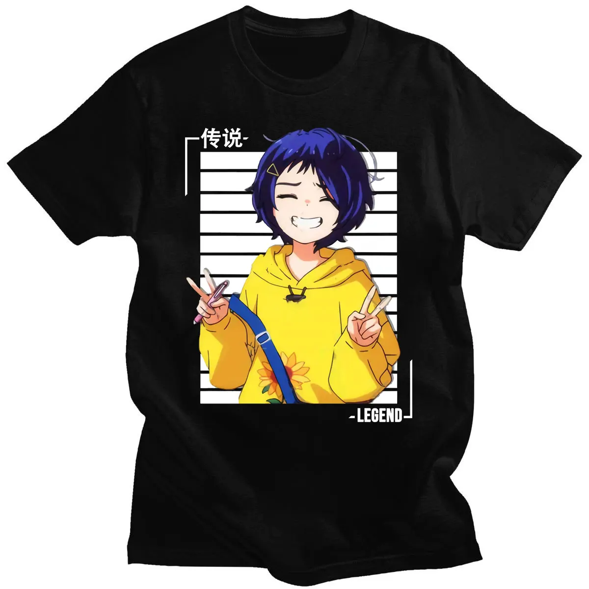 

100% Cotton Anime Wonder Egg Priority Short Sleeve Funny Ohto Ai Print T-shirt Women Hipster Style Male Retro Fashion Tops