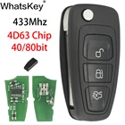 Чип WhatsKey для Ford Focus 2 Fiesta 433 Transit Mondeo C Max HU101, дистанционное управление с 3 кнопками, 2013 МГц, 4D63