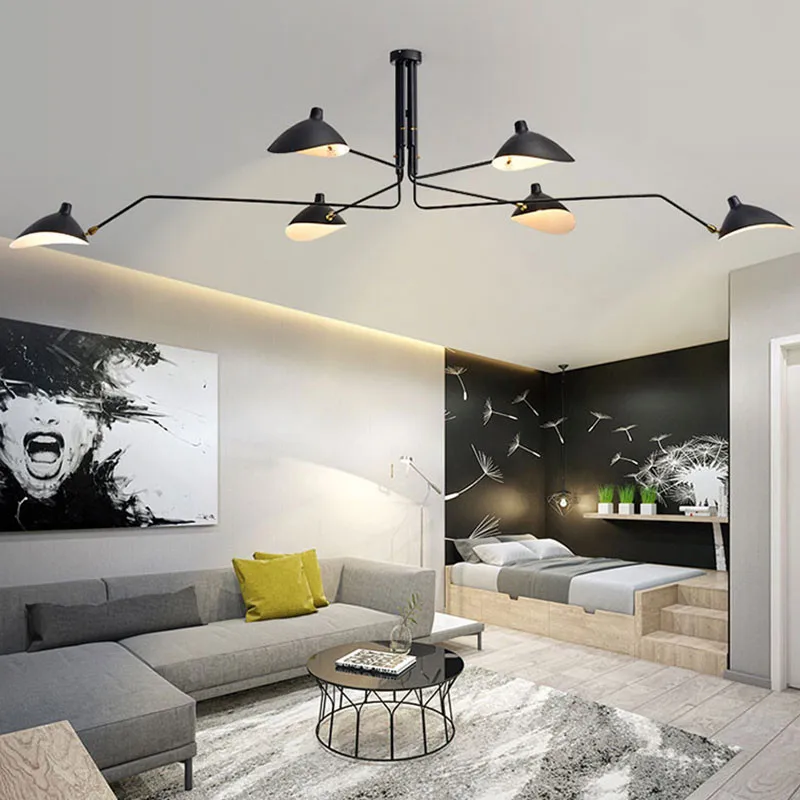 Промышленный винтажный потолочный светильник в стиле лофт черные потолочные