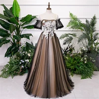 off the shoulder spaghetti strap ball gown plus size tulle a line floor length long party evening dress woman