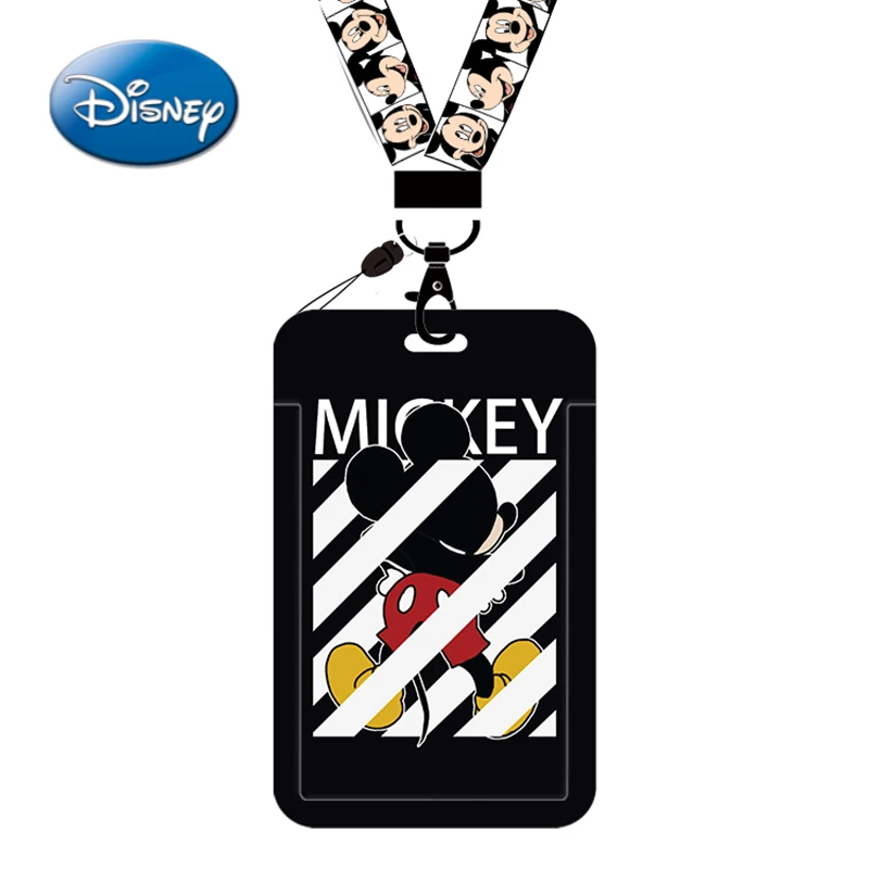 

Disney Mickey Cartoon Couple ID Cover Work Permit Campus ID Cover Access Control Card Protective Cover Card Case with Lanyard